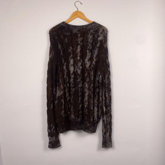 Avant Toi Crew Neck Cable Knit Sweater in Nero Carruba Grey/Brown Large - Picture 7 of 7